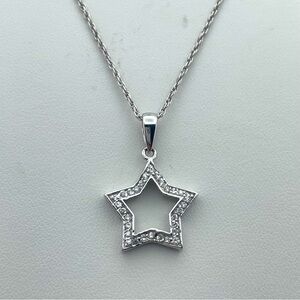 Sterling Silver CZ Star Pendant Necklace on 925 Chain